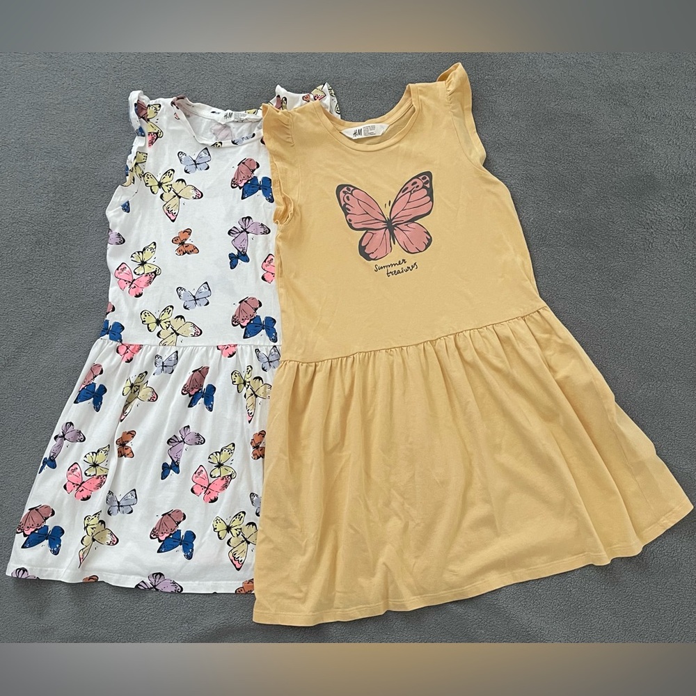 H&M Kids Dress Set with Butterfly Prints - Yellow and White